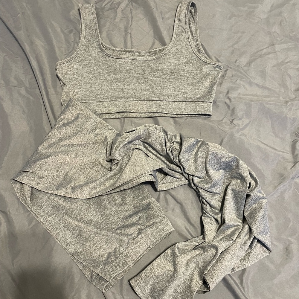Gray Crop Top and Leggings Set